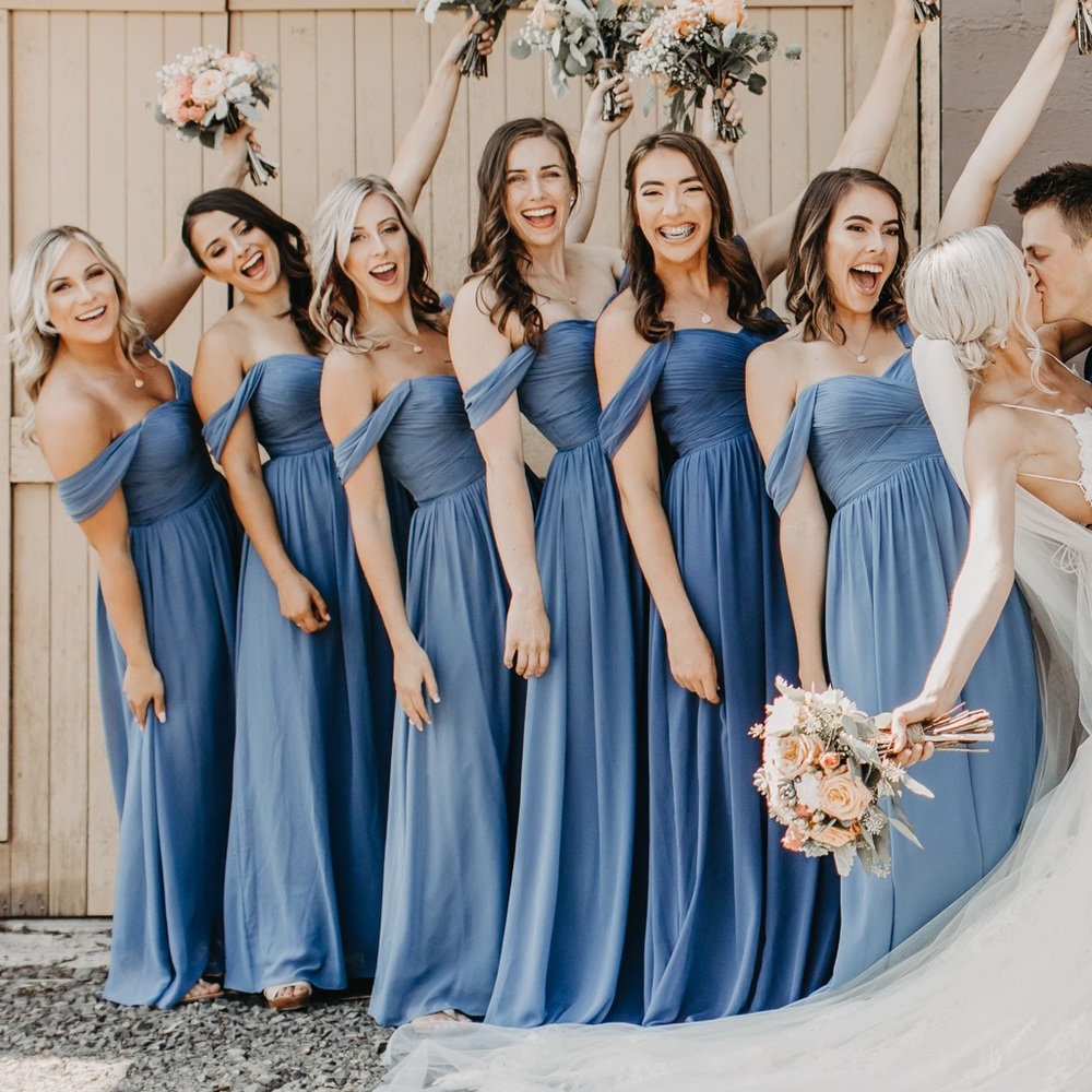 Revelry Kennedy Chiffon Convertible Dress Dusty Blue